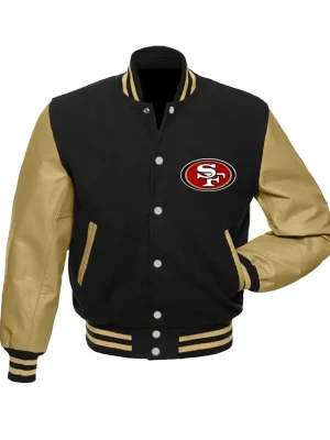 San Francisco 49ers NFL Black Varsity Jacket front
