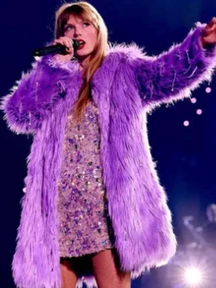 The Eras Tour Taylor Swift Purple Fur Coat front