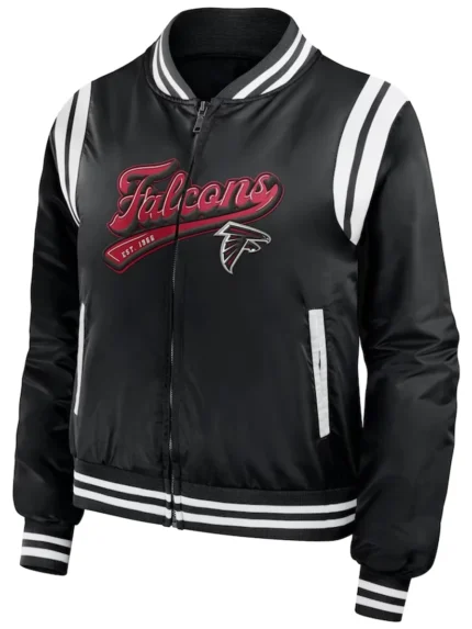 Unisex Atlanta Falcons Black Bomber Full-Zip Jacket front