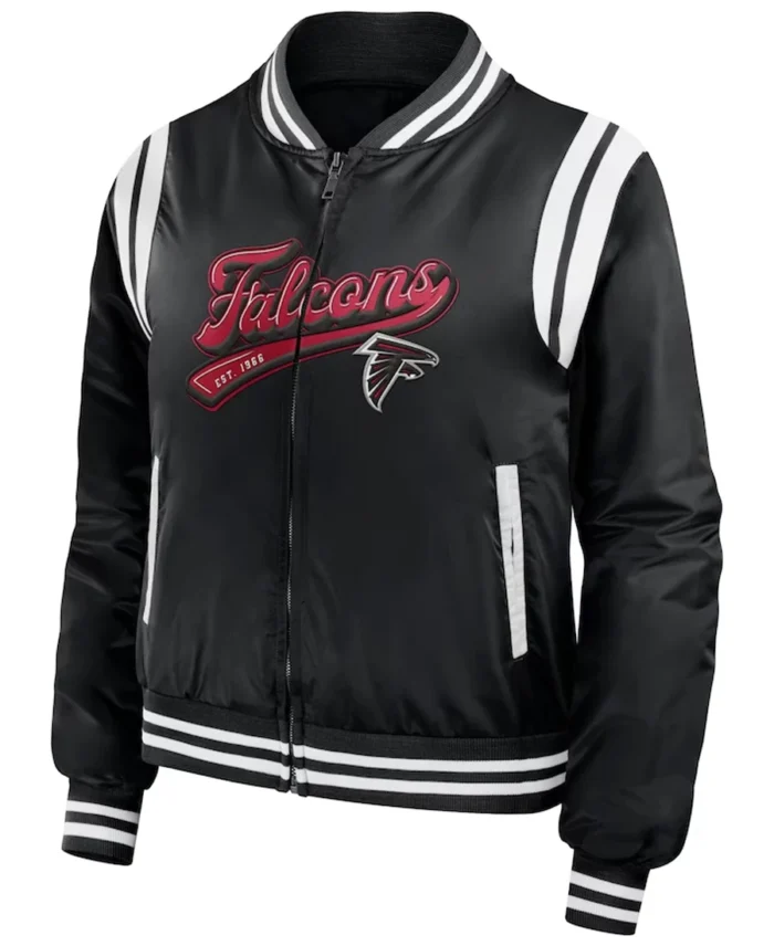 Unisex Atlanta Falcons Black Bomber Full-Zip Jacket front