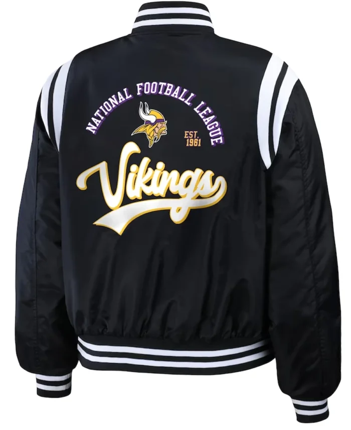 Unisex Minnesota Vikings WEAR Black Full-Zip Bomber Jacket back