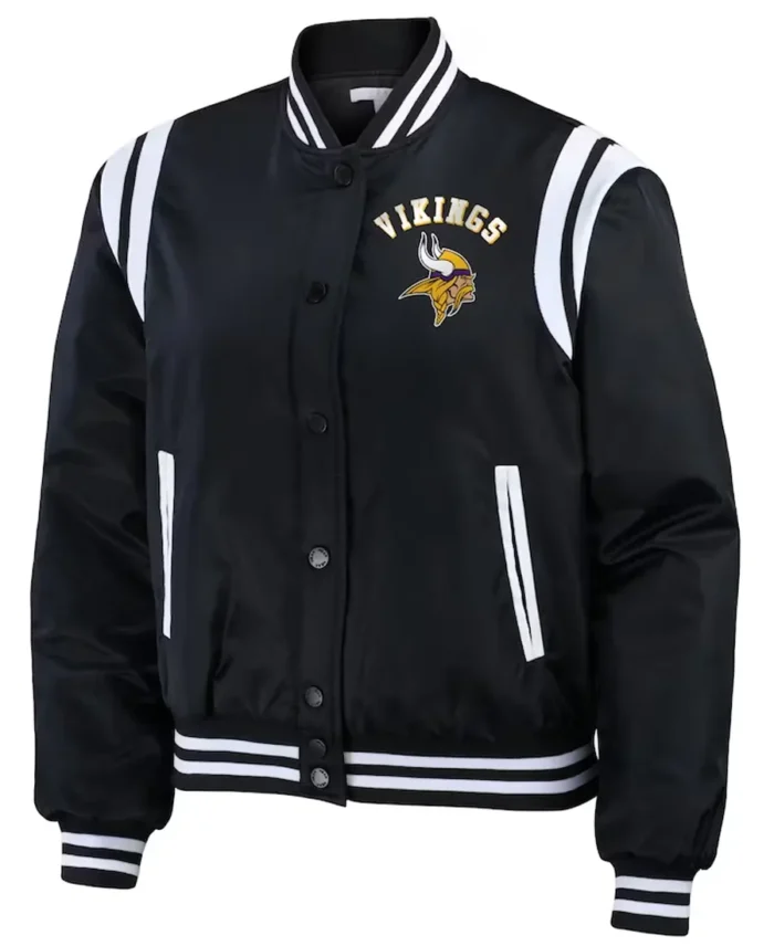 Unisex Minnesota Vikings WEAR Black Full-Zip Bomber Jacket front