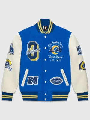 Burks Los Angeles Rams Full-Snap Blue and White Varsity Jacket