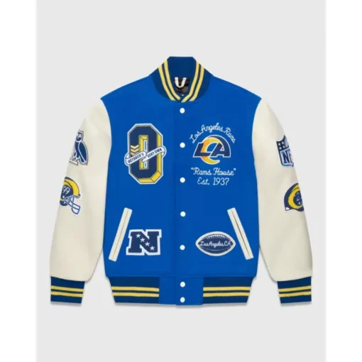 Burks Los Angeles Rams Full-Snap Blue and White Varsity Jacket