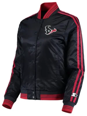 Charles T Houston Texans Black Satin Varsity Jacket
