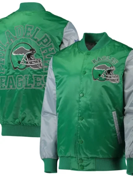 Christopher Philadelphia Eagles Satin Varsity Jacket