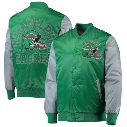 Christopher Philadelphia Eagles Satin Varsity Jacket