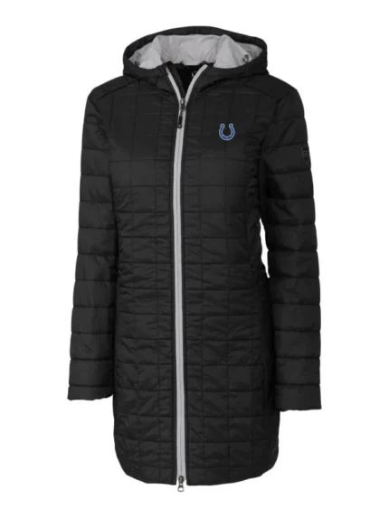 Clawson Indianapolis Colts Black Puffer Long Coat