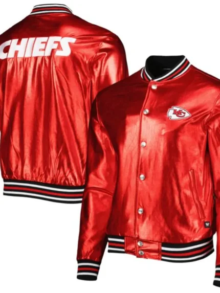 Clifton C Kansas City Chiefs Red Full-Snap Satin Jacket