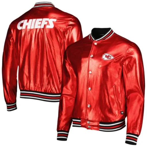 Clifton C Kansas City Chiefs Red Full-Snap Satin Jacket