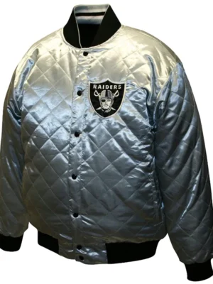 Easton Las Vegas Raiders Quilted Satin Varsity Jacket