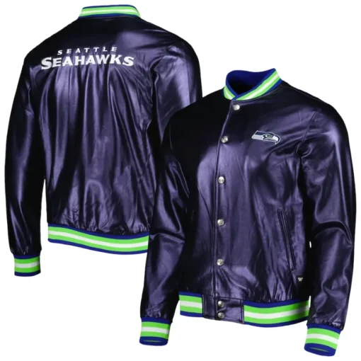Gahagan Seattle Seahawks Purple Satin Varsity Jacket