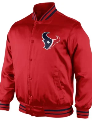Gregory D Houston Texans Red Satin Varsity Jacket