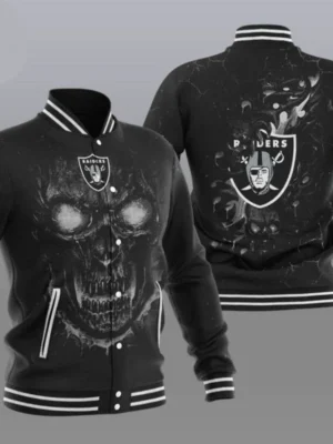Hardy Las Vegas Raiders Skull Printed Wool Varsity Jacket