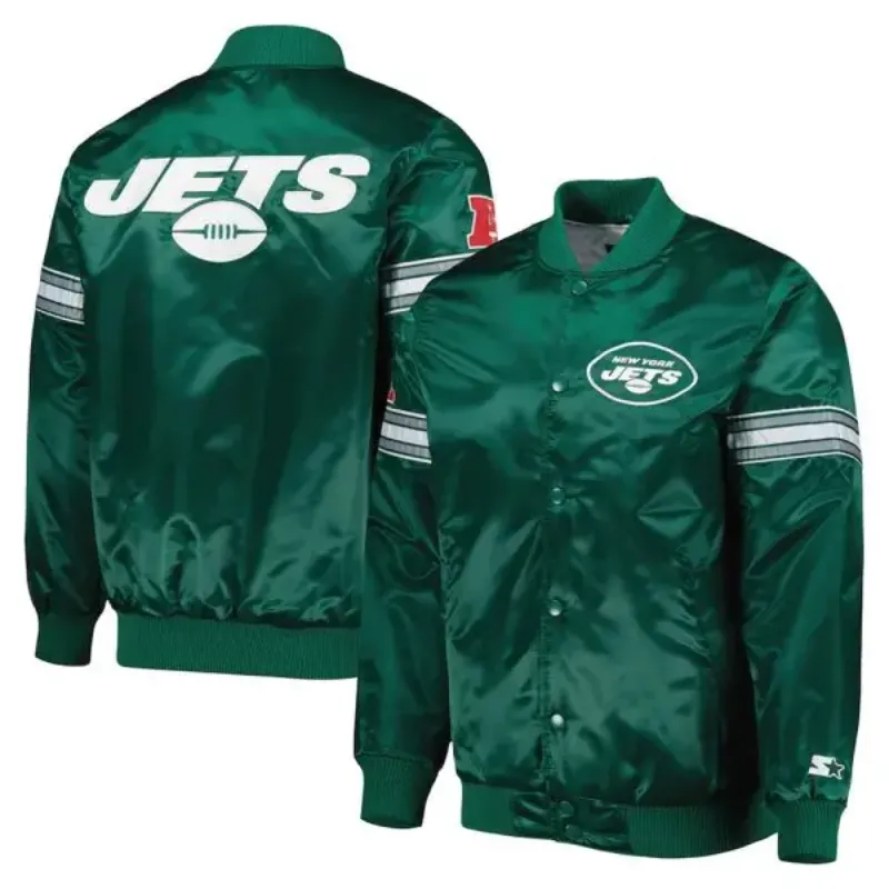 Hood New York Jets Green Satin Varsity Jacket