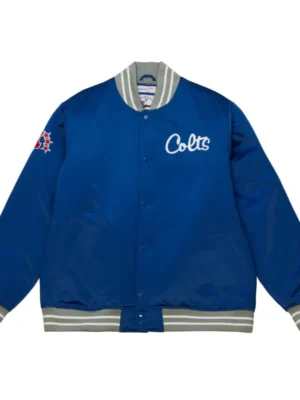 John A Indianapolis Colts Blue Varsity Bomber Jacket