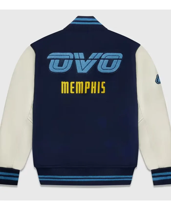 OVO-Memphis-Grizzlies-Blue-and-White-Varsity-Jacket-Sale