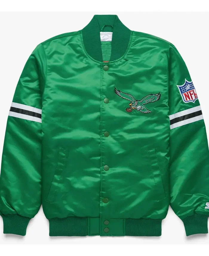 Philadelphia-Eagles-Striped-Green-Satin-Jacket
