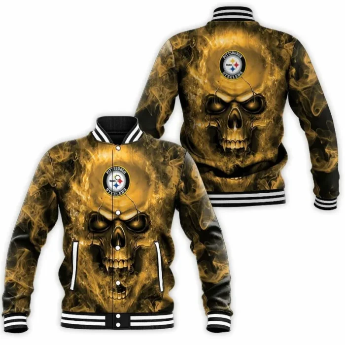 Pittsburgh Steelers Skull Varsity Jacket