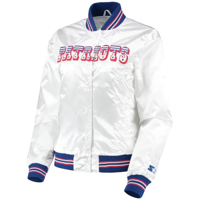 Rene B New England Patriots Satin Bomber Jacket