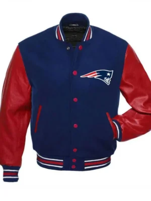 Robert L New England Patriots NFL Red and Blue Varsity Jacket
