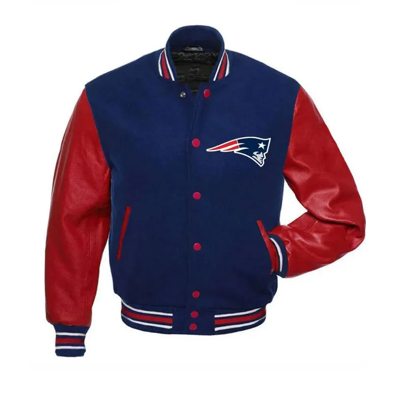Robert L New England Patriots NFL Red and Blue Varsity Jacket