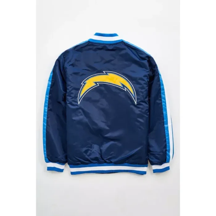 Roger L Los Angeles Chargers Blue Satin Varsity Jacket Men