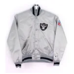 Swindell Las Vegas Raiders Satin Silver Varsity Jacket