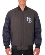 Tampa-Bay-Rays-Charcoal-and-Navy-Wool-Varsity-Jacket-510x623