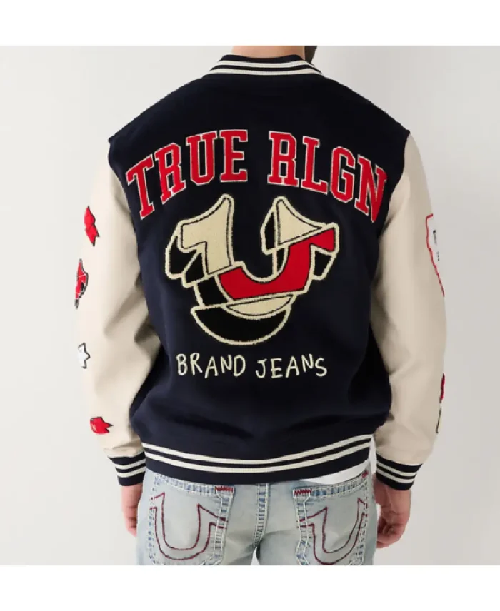 True-Religion-Black-Varsity-Jacket