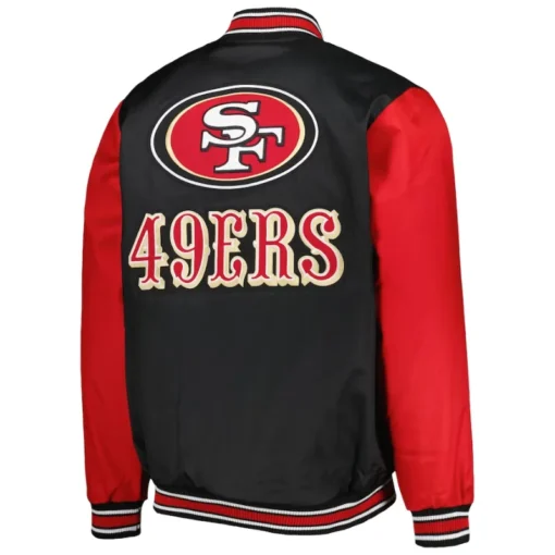 Tyson San Francisco 49ers Satin Black Varsity Jacket