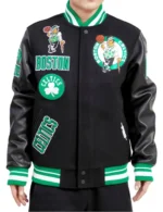 Boston Celtics Leather Patchwork Jacket