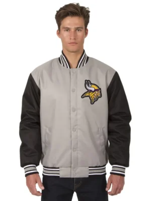 David M Minnesota Vikings Grey Varsity Jacket