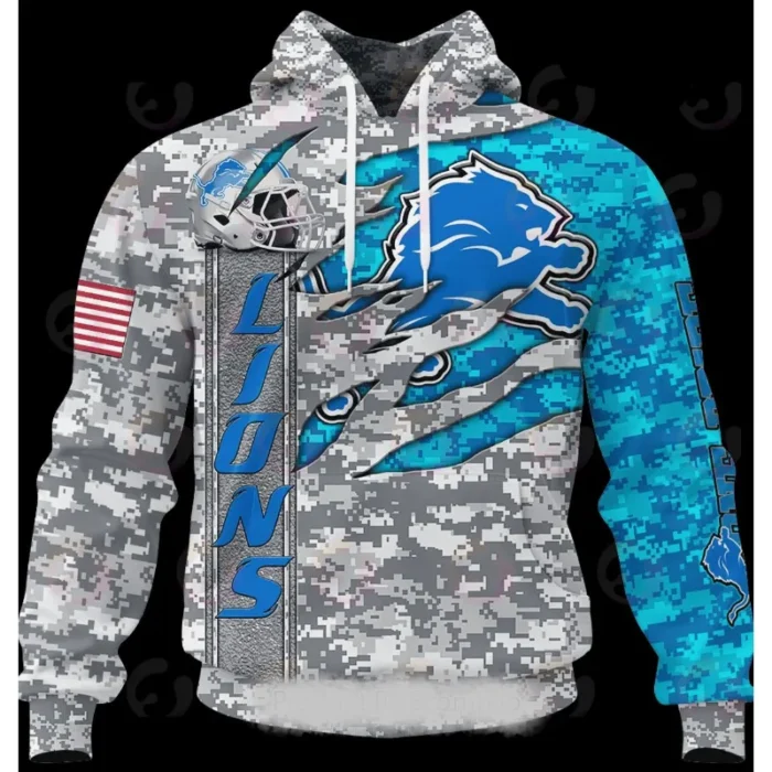 Detroit Lions Army Military Fleece Hoodie