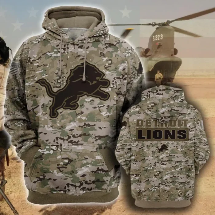 Detroit Lions Army Military Hoodie