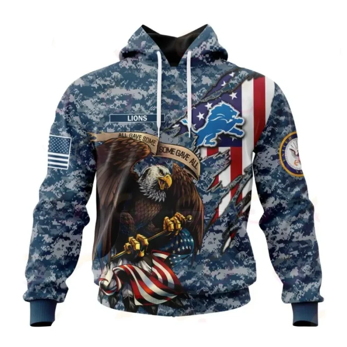 Detroit Lions Army Military Print Hoodie