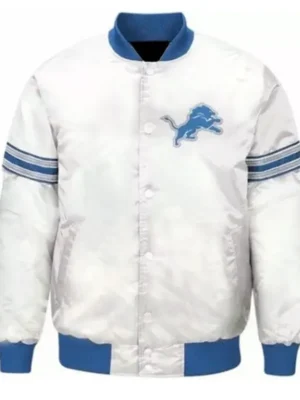 Detroit Lions Satin White Jacket