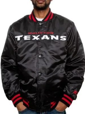 Duhart Houston Texans Black Satin Varsity Jacket