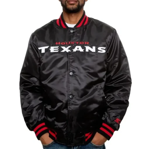 Duhart Houston Texans Black Satin Varsity Jacket