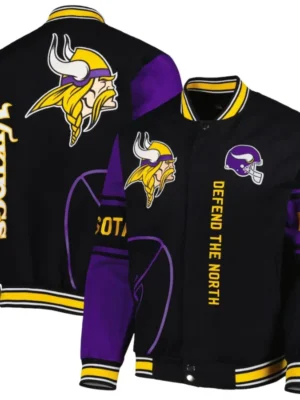 Estelle Minnesota Vikings Black Printed Varsity Jacket