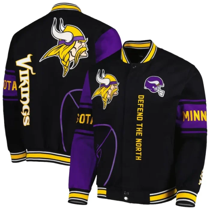 Estelle Minnesota Vikings Black Printed Varsity Jacket