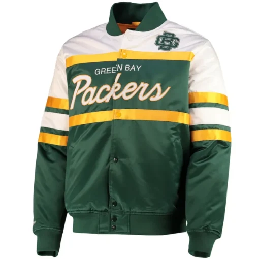 Evans Green Bay Packers Satin Varsity Jacket