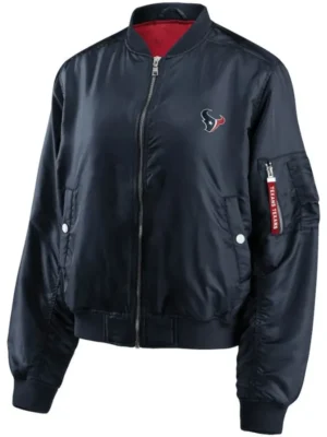 Frederick L Houston Texans Blue Zip Bomber Jacket