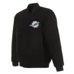 Gideon Miami Dolphins Black Zip Bomber Jacket