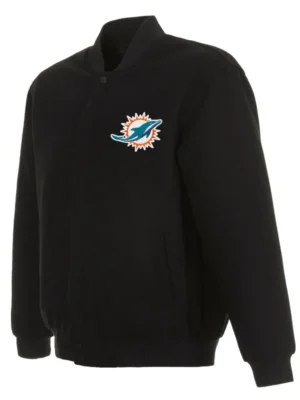 Gideon Miami Dolphins Black Zip Bomber Jacket