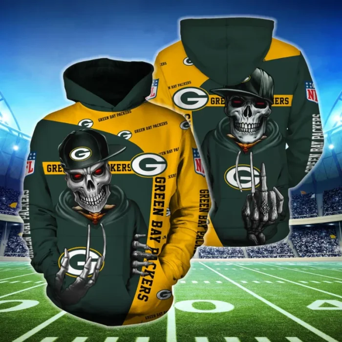 Green Bay Packers Skull Hoodie Buy