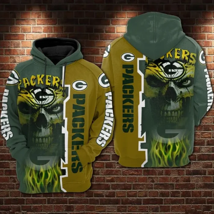 Green Bay Packers Skull Hoodie Men