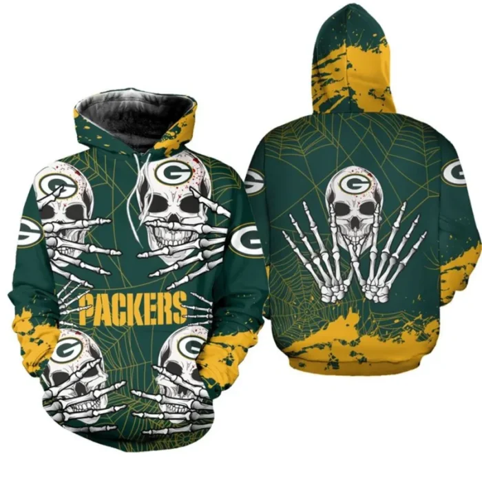 Green Bay Packers Skull Hoodie Print