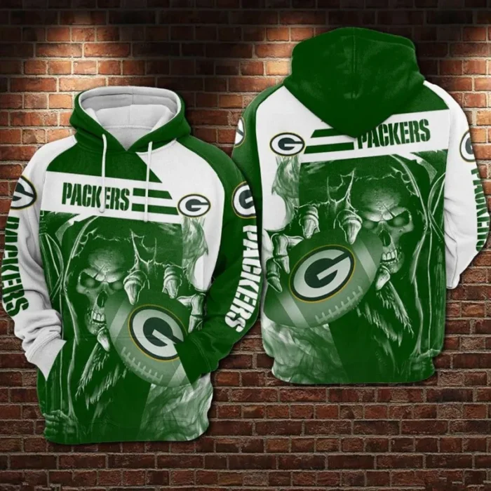 Green Bay Packers Skull Hoodie Pullover