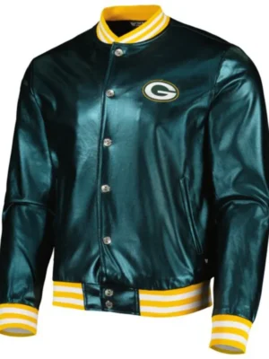 Harold J Green Bay Packers Full-Snap Satin Varsity Jacket